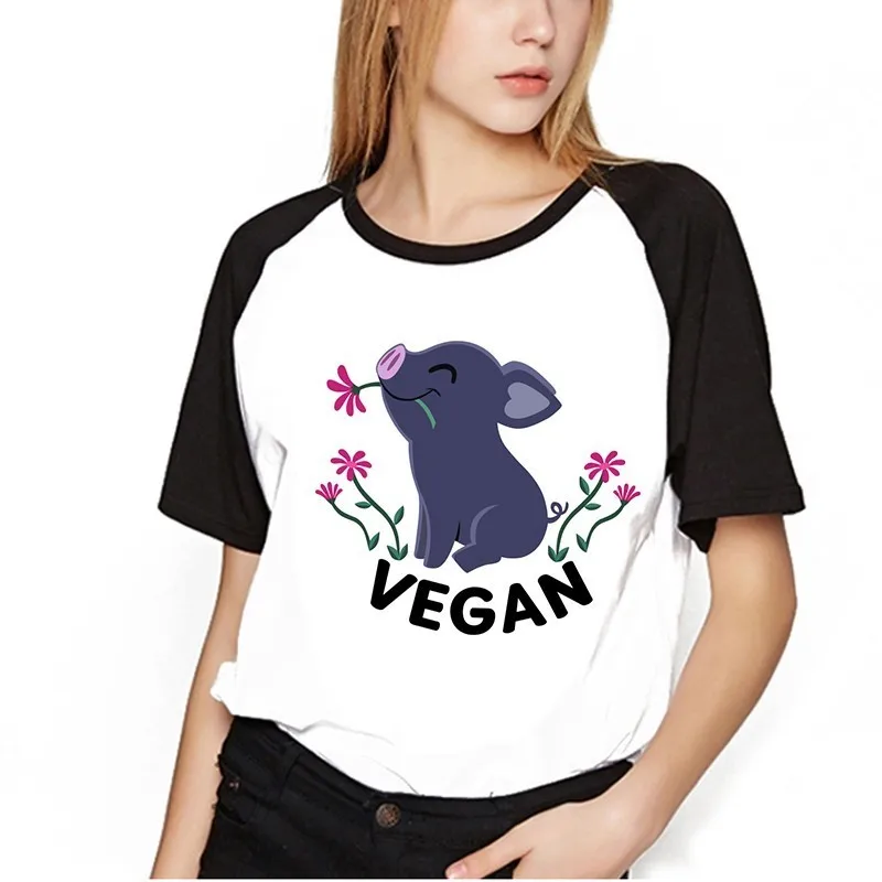 Vegan Футболка смешно печатных Vegan рубашка Для женщин вегетарианские Kawaii Футболка женская Femme футболки Модная Футболка