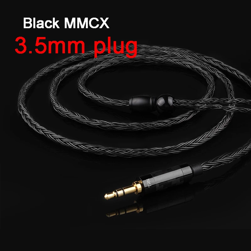 3.5mm MMCX black 16 нитей кабель для наушников MMCX для Shure SE215 SE535 0,78 мм 2PIN для Weston TFZ W4r Um3x 0,75 мм для V10 ES3 ZSA ZS6 3,5 мм/2,5 мм - Цвет: 3.5mm MMCX black