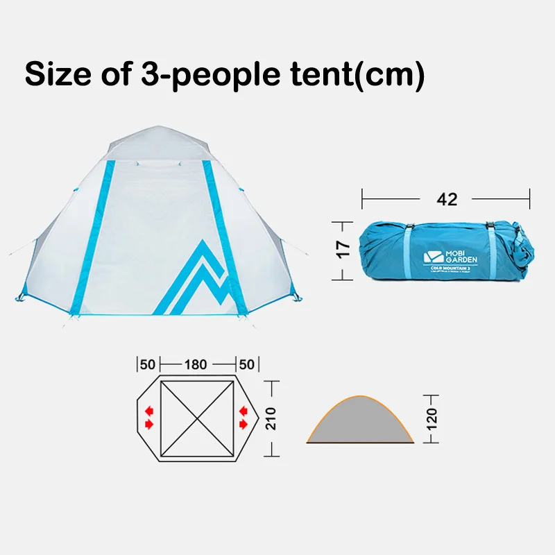 Verkauf Mobi Garten Kalt MountainCM 3-person 3-saison Double Schicht Naht-versiegelt Atmungsaktive Outdoor Camping Zelt