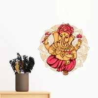 buddhism religion buddhist elephant lotus round illustration patternwall sticker art decals mural diy wallpaper for room decal