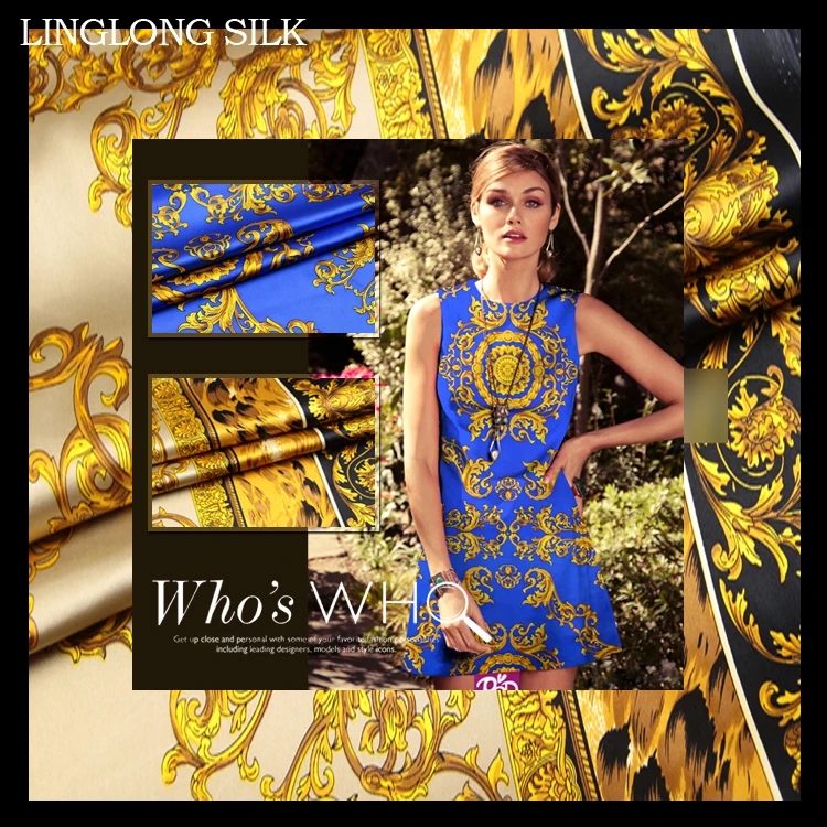 Шелковое стрейчевое атласное с принтом ширина 108 см 19 Момми/ткань из чистого