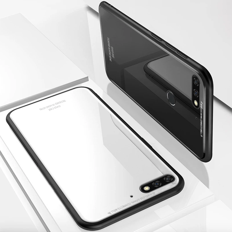 Чехол для Huawei Honor 7A Pro роскошный тонкий глянцевый закаленное стекло силиконовая