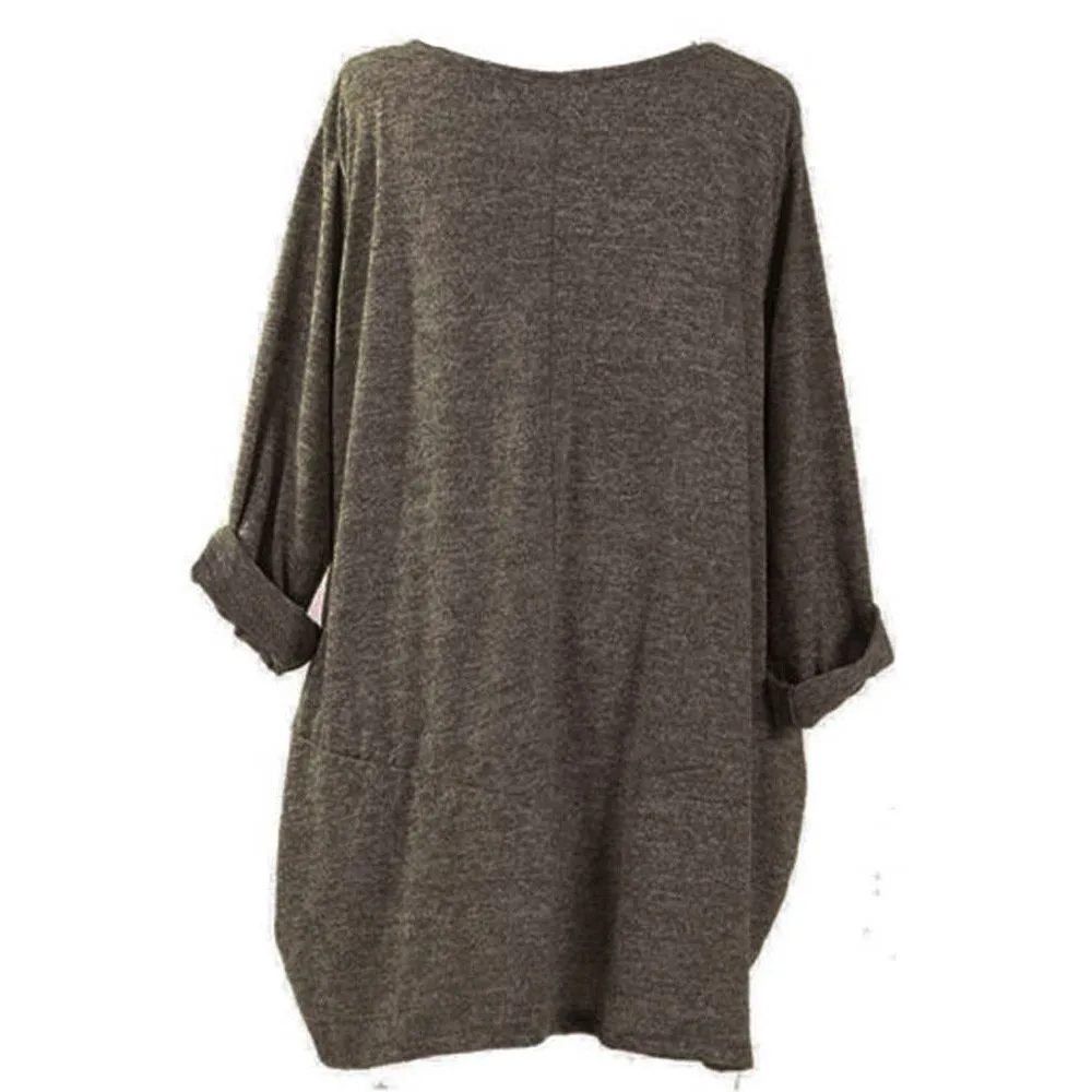 Рубашка женская с длинным рукавом однотонная свободная большого размера|Блузки|