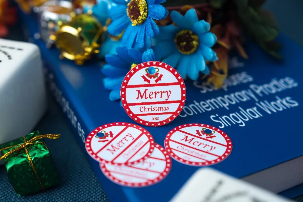 3 5 шт. 200 см круглый бумага label Merry Рождество конфеты ярлык для багажа товарная