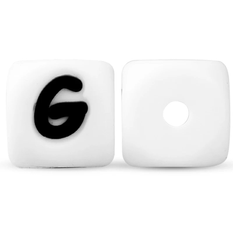 G Keep& Grow, 100 шт, 12 мм, силиконовые бусины с буквами, без бисфенола, Детские Прорезыватели, Английский алфавит, буквы, пищевое качество, Детские Прорезыватели для зубов - Цвет: G