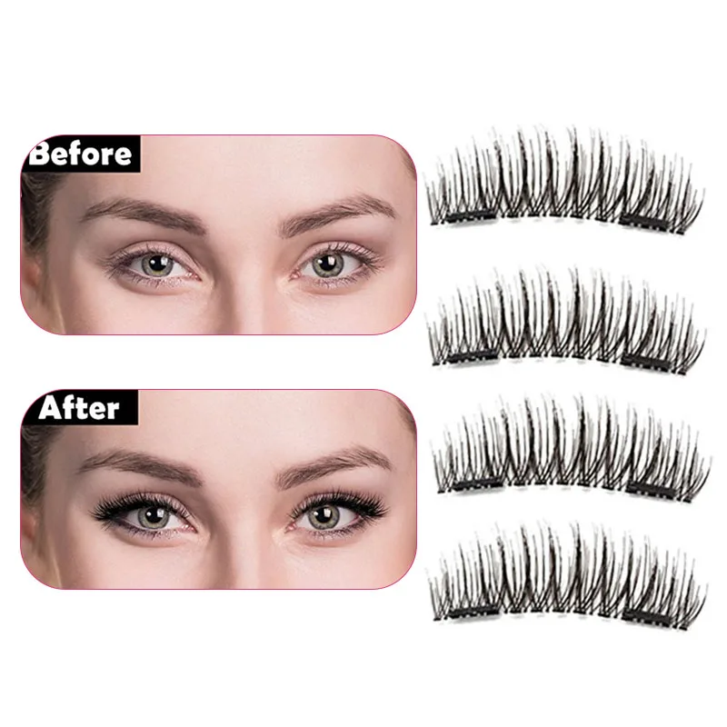 Магнит для макияжа накладные ресницы магнитные натуральные черные плотные 4 шт.