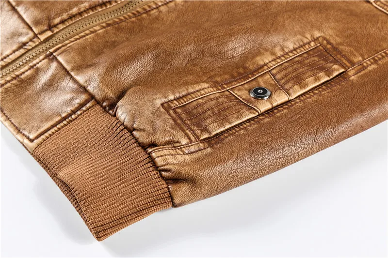 New Fashion Hooded Leather Jacket Men Casual Pockets Biker Motorcycle PU Faux Leather Coats Zipper Bomber Jackets jaqueta couro