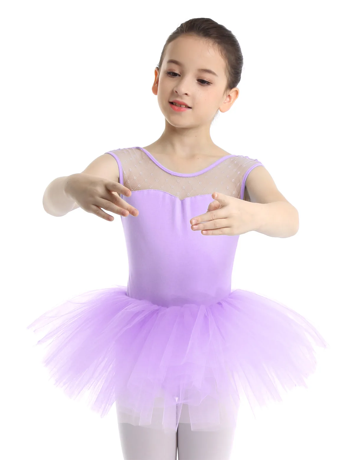 Light Purple Детское балетное танцевальное гимнастическое трико для девочек; платье-пачка; балерина; сценический костюм; фатиновая Современная лирическая юбка - Цвет: Light Purple
