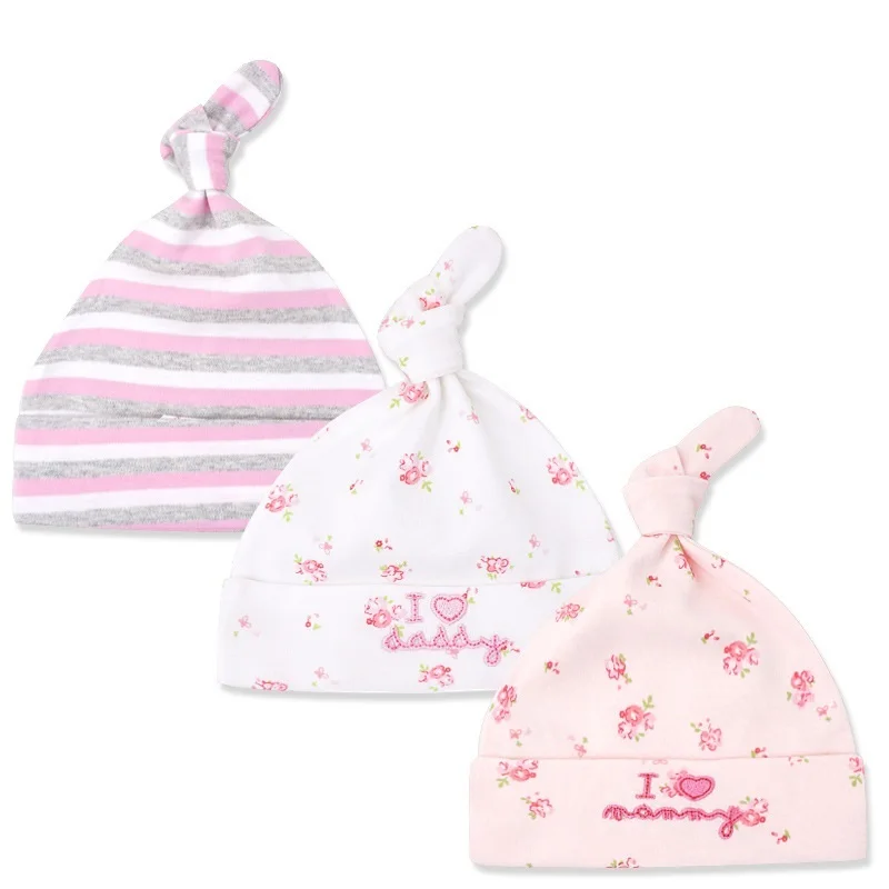 3pcs Per Lot Baby Hats 100% Cotton Printed &amp Caps For 0-6 Months Newborn Accessories Dropshipping KF268 | Детская одежда и