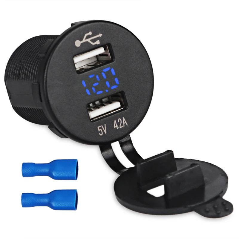 12-24 в USB розетка мотоциклетная Лодка USB розетка с вольтметром адаптер питания телефон автомобильное зарядное устройство для мотоцикла для Xiaomi водонепроницаемый