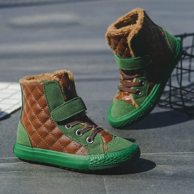 Детская Хлопковая обувь с высоким берцем для мальчиков теплая зимняя девочек 2018