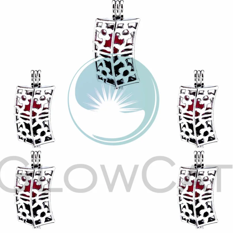 5 шт. прямоугольный цветок жемчужная клетка медальон Подвески ароматерапия