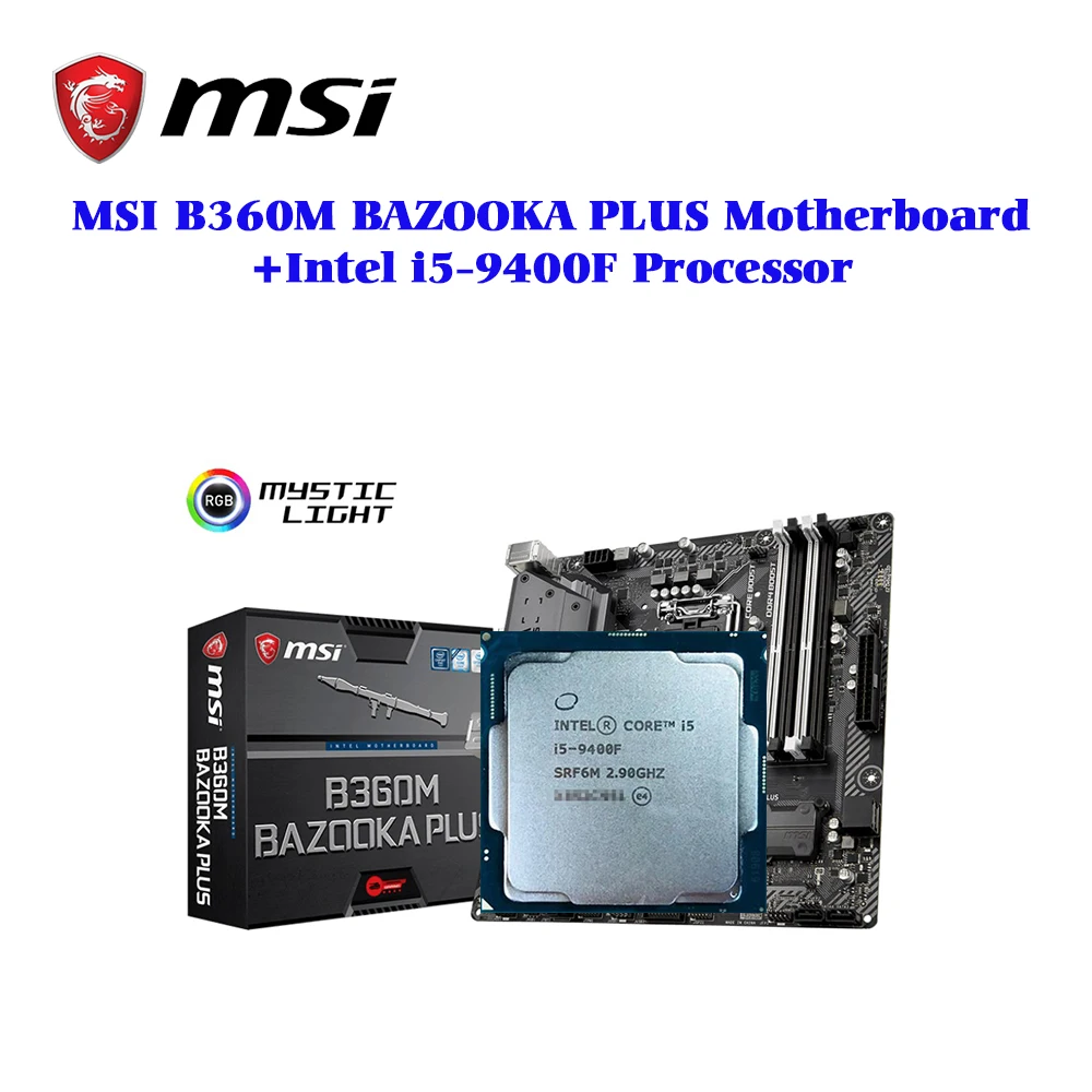 Материнская плата msi B360M BAZOOKA PLUS материнская + процессор Intel Core i5 9400F|Материнские