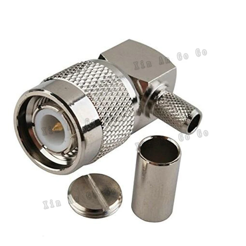 

5 PCS RF adapter TNC male right angle crimping connector for RG58 RG142 LMR195 cable Free shipping