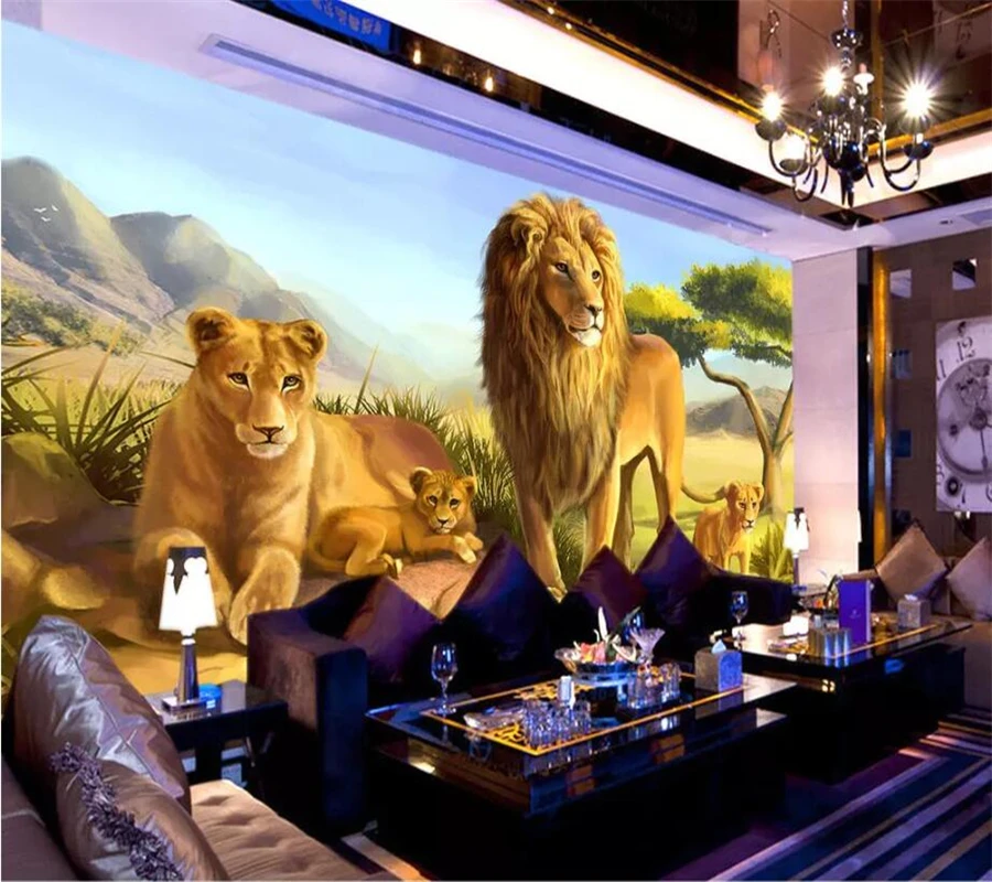 

beibehang papel de parede Custom wallpaper 3d mural animal lion background wall living room bedroom children room 3d wallpaper