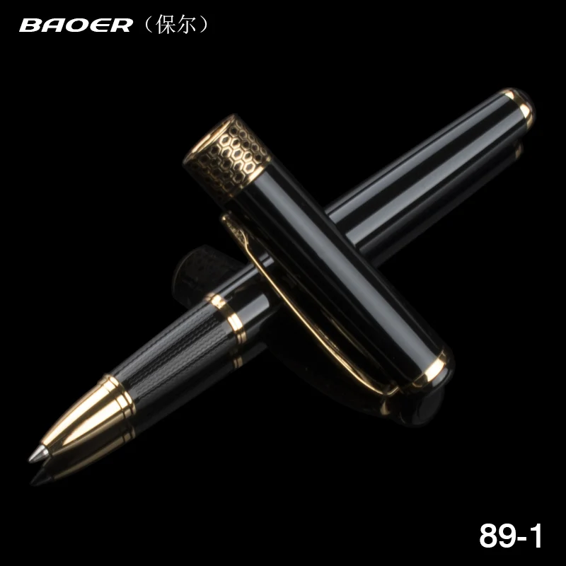 Шариковая ручка Baoer 68 высокого качества черная серебристая с наконечниками 0 5 мм