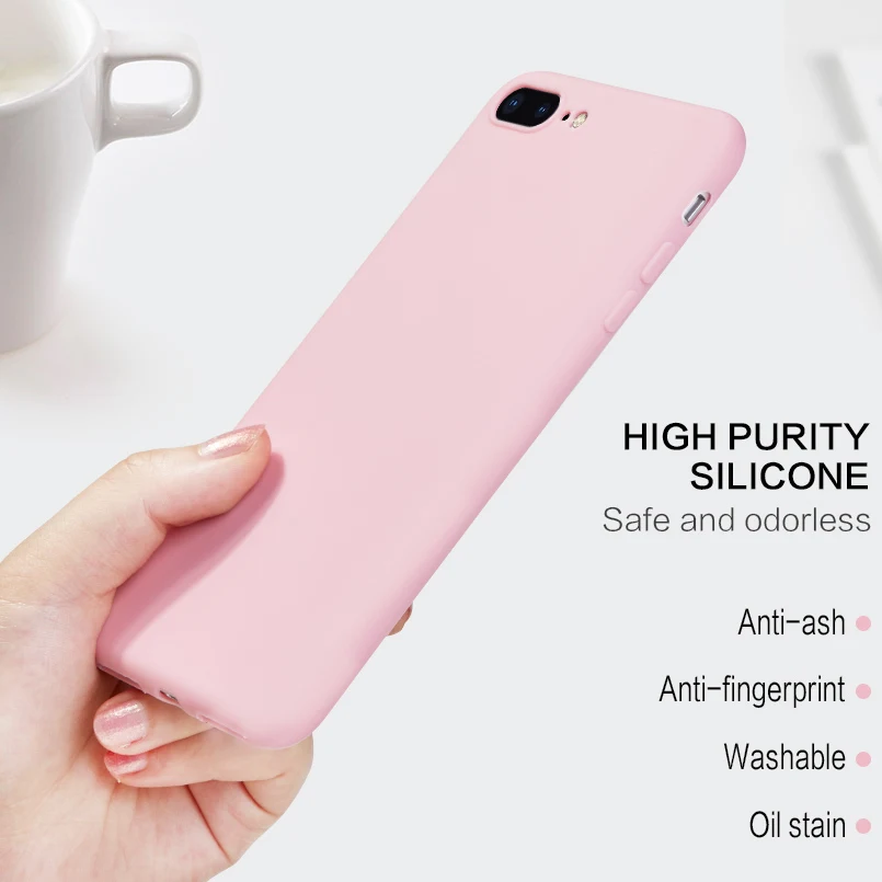 Luxury For iPhone 7 Plus Case Soft Silicone Plain Back Cover 8 6 6s X XS Max XR Conque Shockproof |