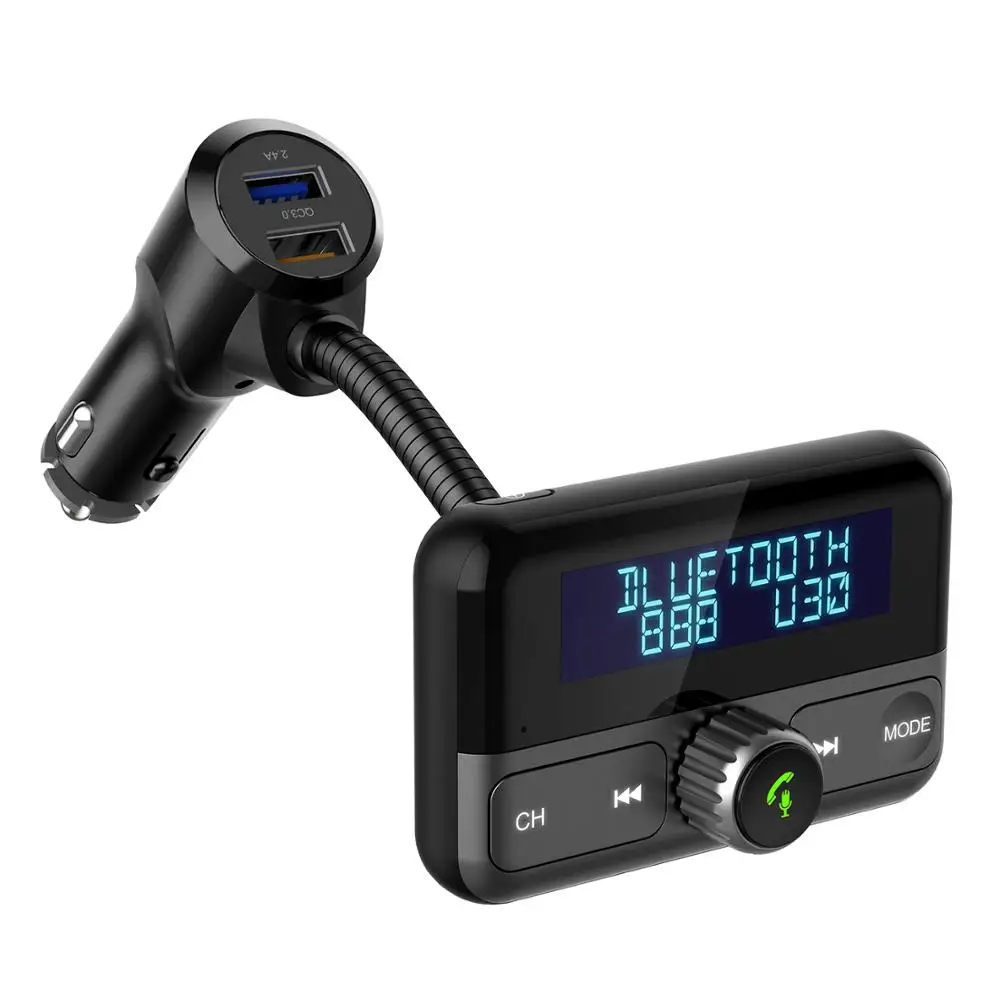 

AUTOPMALL FM Transmitter Car Bluetooth Hands-free Car Kit 1.8" Display Screen QC3.0 Fasting Car Charger Aux Wireless Audio Play