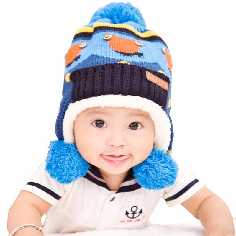 2019 Winter New Korea Knitted Plus Velvet Earmuffs to Keep Warm Baby Hat 0-5 Years Child Boy Girl | Детская одежда и обувь