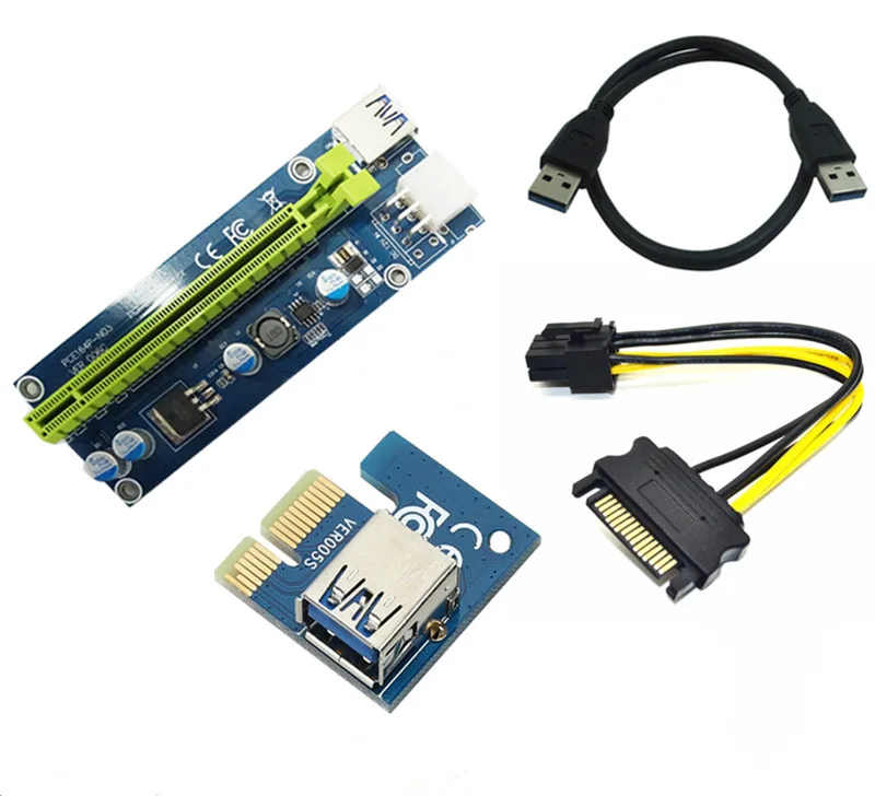 Карта расширения PCI E Express 1x до 16x USB 3 0 кабель для передачи данных 30 см SATA питания BTC