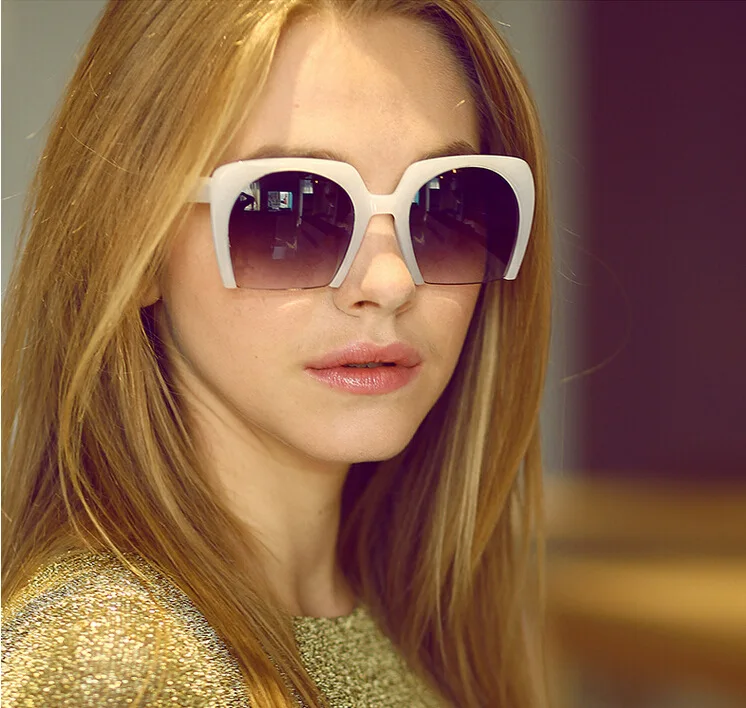 Роскошные полукадр солнцезащитные очки для женщин 2016 новый бренд дизайнер мода