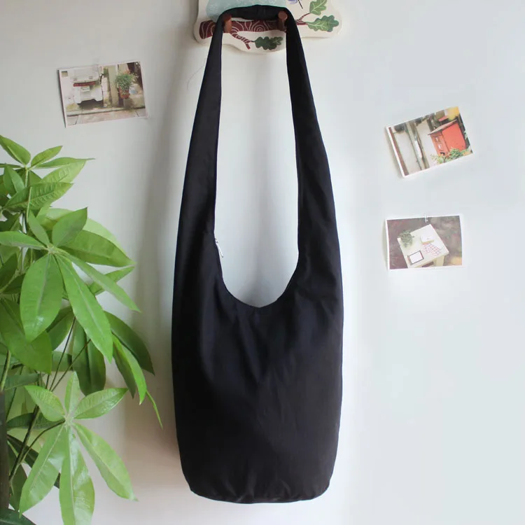 A bag black Высококачественная Женская и мужская хлопковая сумка через плечо, сумки через плечо, сумка-хобо, хиппи, богемная сумка для женщин, бесплатный подарок с бахромой - Цвет: A bag black