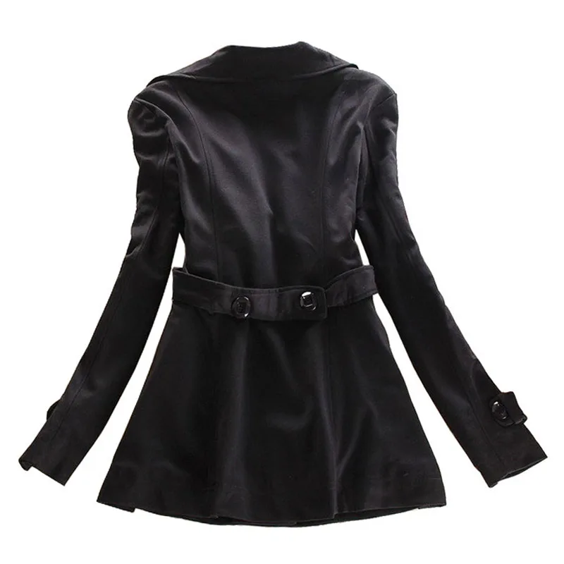 Осеннее пальто в британском стиле женские облегающие длинные двубортные куртки