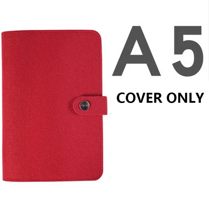 A5 red cover Шерстяной фетр A5 A6 винтажный вкладыш многоразового использования блокнот на спирали, дневник планировщик персональный органайзер для путешествий блокнот простой светильник Harphia - Цвет: A5 red cover