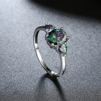 graceful ring lab rainbow mystic cubic zirconia silver color overlay fashion jewellery rings for women size 6 7 8 ar2026