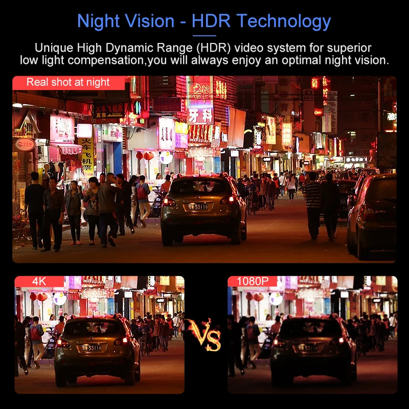 Junsun 4 K 2160 P HD WiFi Автомобильный видеорегистратор с двойным объективом Dashcam