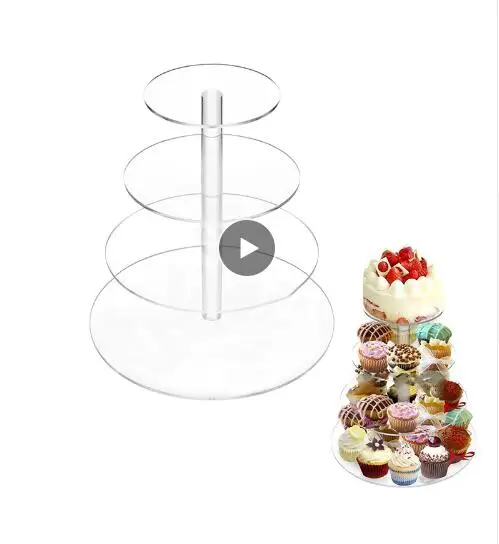 3/4 Tier Clear Acrylic Cake Stand Set Round Cupcake Wedding Display Transparent | Дом и сад