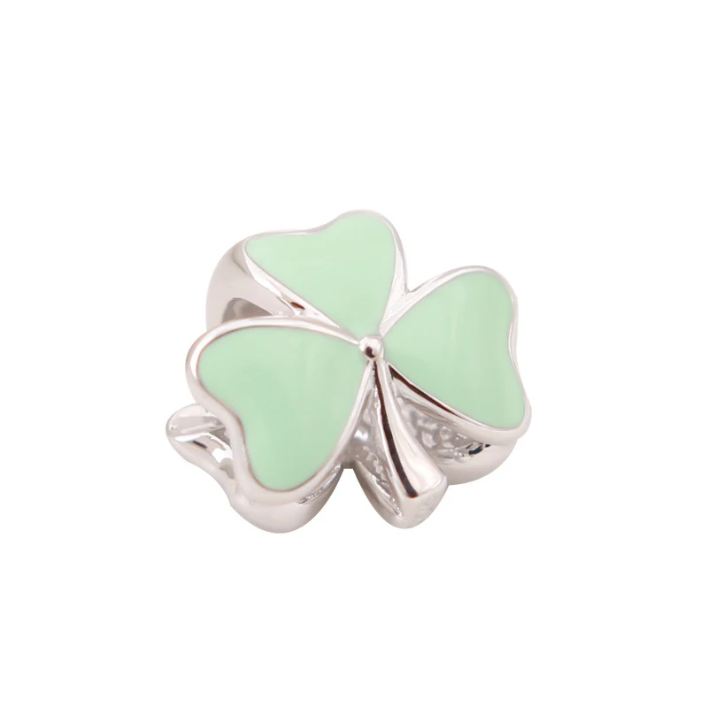 Новый 100% бусины из стерлингового серебра 925 очарование Двусторонняя Clover