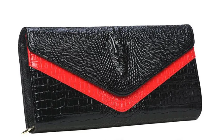 Модный женский клатч, 28x14 см, Аллигатор, вечерний, Свадебный клатч, сумочка с золотой цепочкой, конверт, вечерние, дневной клатч