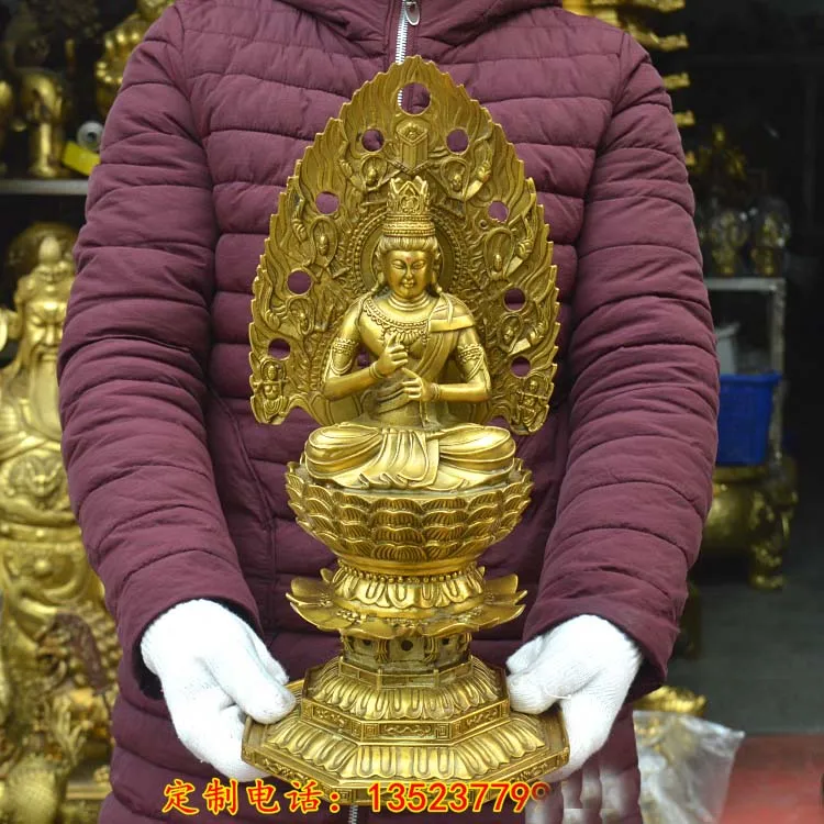 

40CM LARGE Asia home shop hall efficacious Talisman bless Safe Good luck Tathagata Vairocana RU LAI Buddha BRASS statue