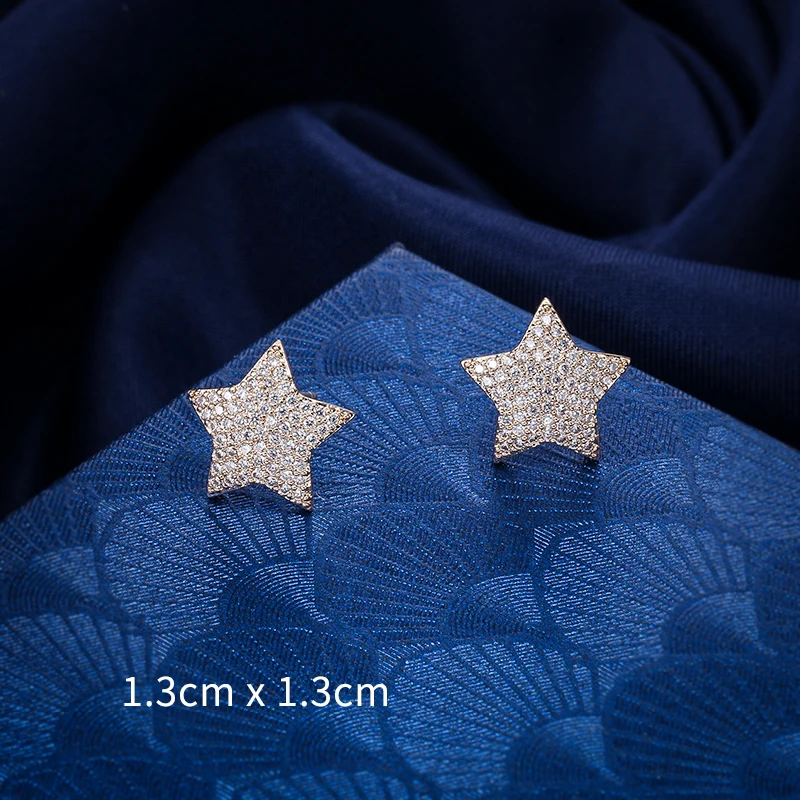 Крошечные серьги гвоздики с кристаллами CZ Star Moon для женщин повседневный подарок