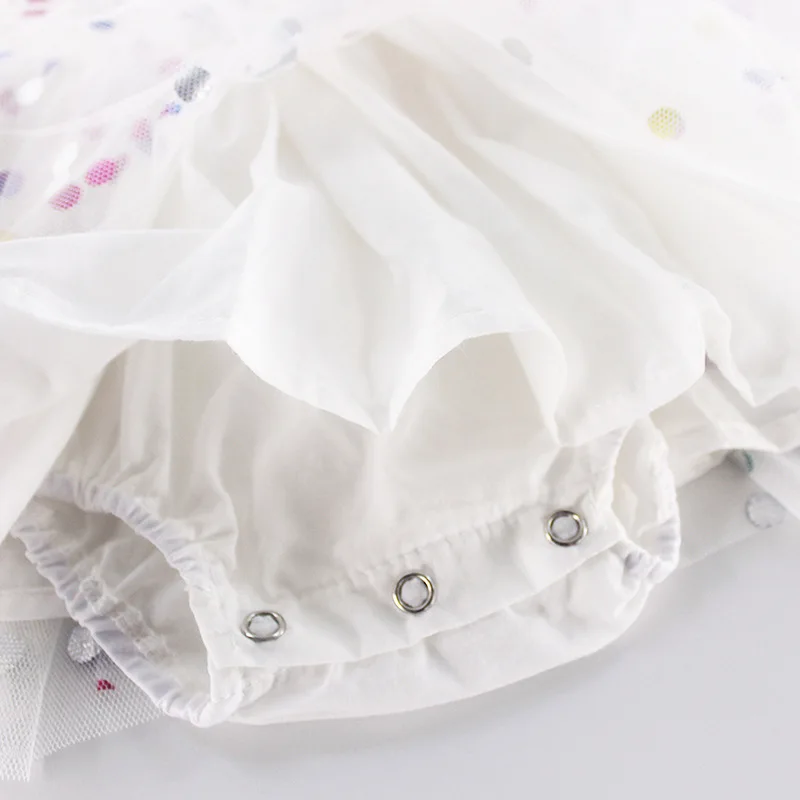 

Baby Girls Infant Dot Tulle Ins Hot White Color Clothing Birthday Wedding Party Ruffles Newborn Kids Romper