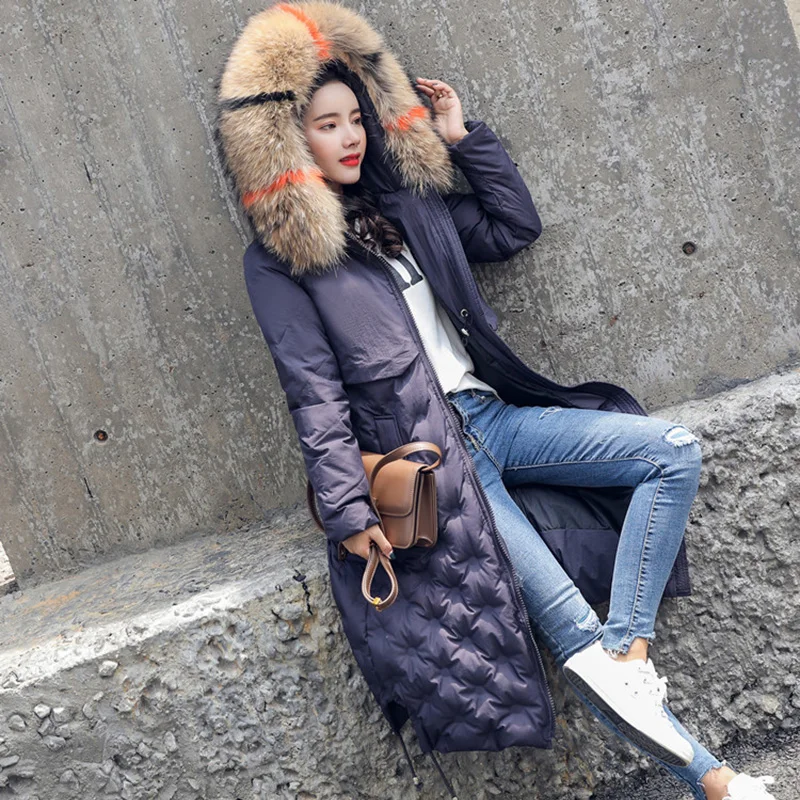 Ultra keep warm white Duck Down Jacket new Hooded Coat x-Long Female Overcoat Slim Solid Jackets Winter Coats Parkas Padded