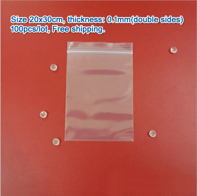 

100pcs double sizes thickness 0.1mm Transparent PE Zip Lock jewelry Packaging bags, 20*30cm clear plastic bags for gift storage