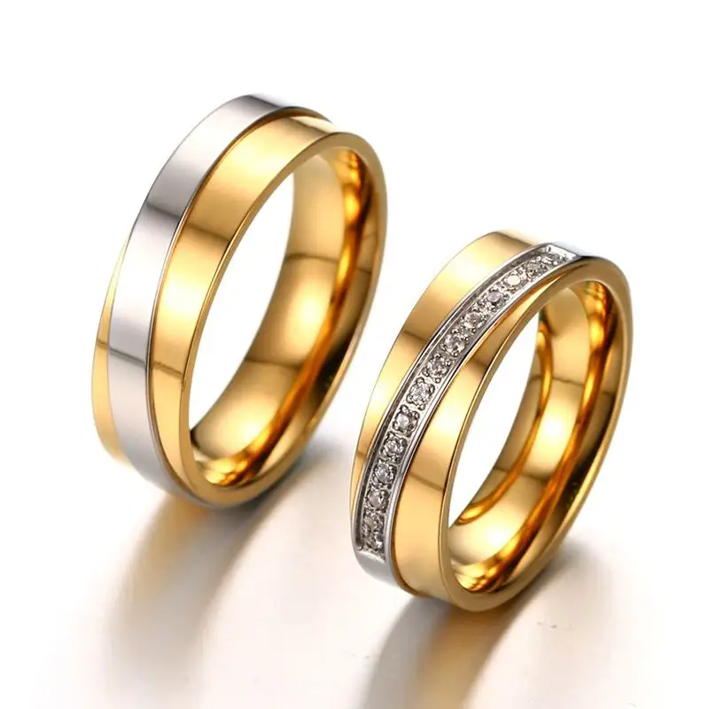 Vnox элегантные свадебные Кольца для Для женщин мужчин модные золотые Цвет CZ Камни