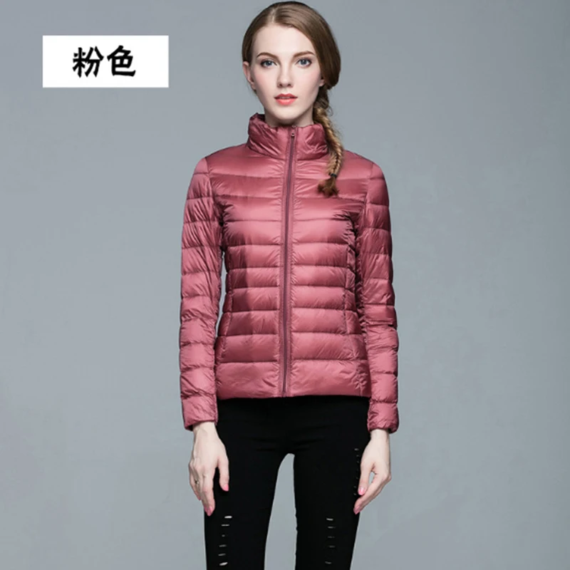 

female 90% White Duck Down Jacket Women Autumn Winter pink Warm Coat Lady Ultralight Duck Down Jacket Female Windproof Parka red