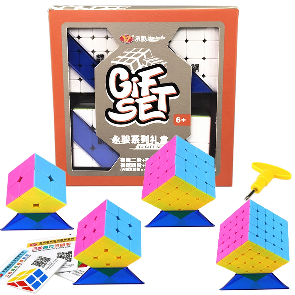 YJ 4 шт./компл. Magic Cube 3*3*3 на 3x3x3 кубики 2x2 2*2 4*4 5*5 Puzzle Neo 4x4 5x5 2 3 5 слоев с подарочной