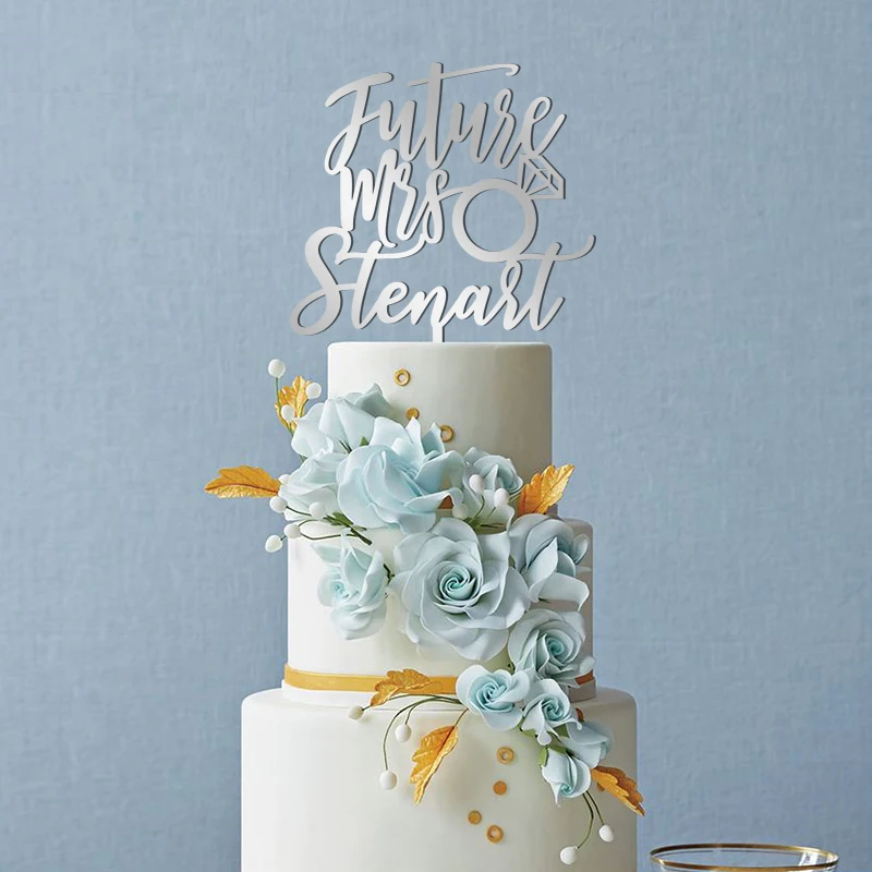 Futurs mrs Love Cake Toppe персонализированные Именные свадебные украшения для торта