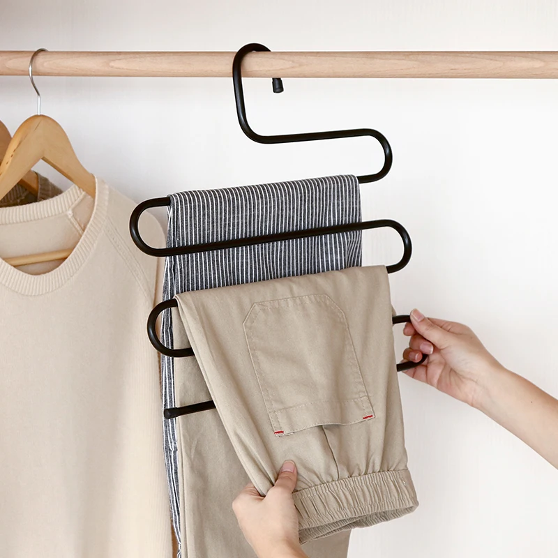 MultiFunctional Clothes Hangers 5 Layer S Shape Pants Storage Cloth Rack Multilayer Organization Drying Hanger | Дом и сад