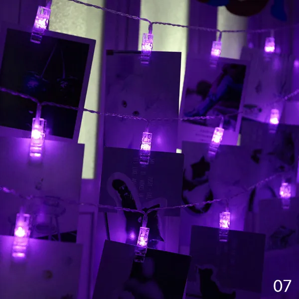 Purple 1,5 м держатель для фото, светодиодный фонарик на батарейках, рождественские, новогодние, вечерние, свадебные украшения на Рамадан, феи - Испускаемый цвет: Purple