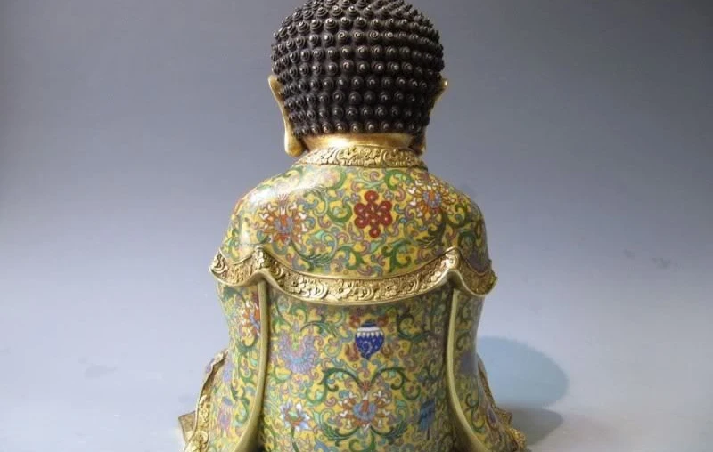 100% Pure Bronze with Cloisonne 24K Gold Gild Sakyamuni Tathagata Buddha Statue | Дом и сад