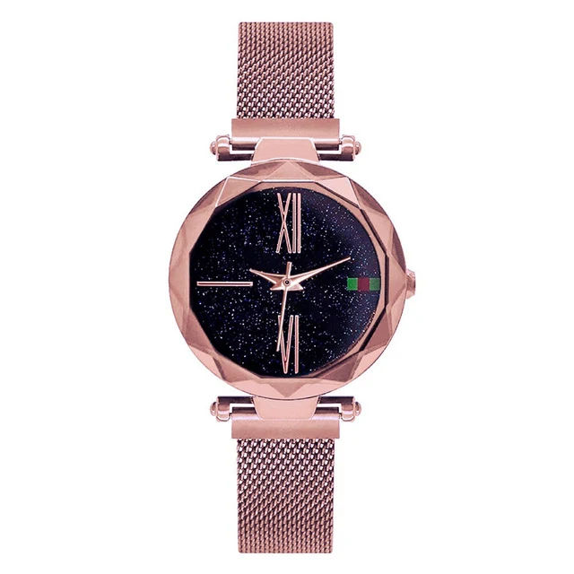 Rose gold Модные женские часы, женские кварцевые часы, Роскошные, звездное небо, магнитные женские часы, нержавеющая сталь, Wirstwatch Zegarek Damski - Цвет: Rose gold