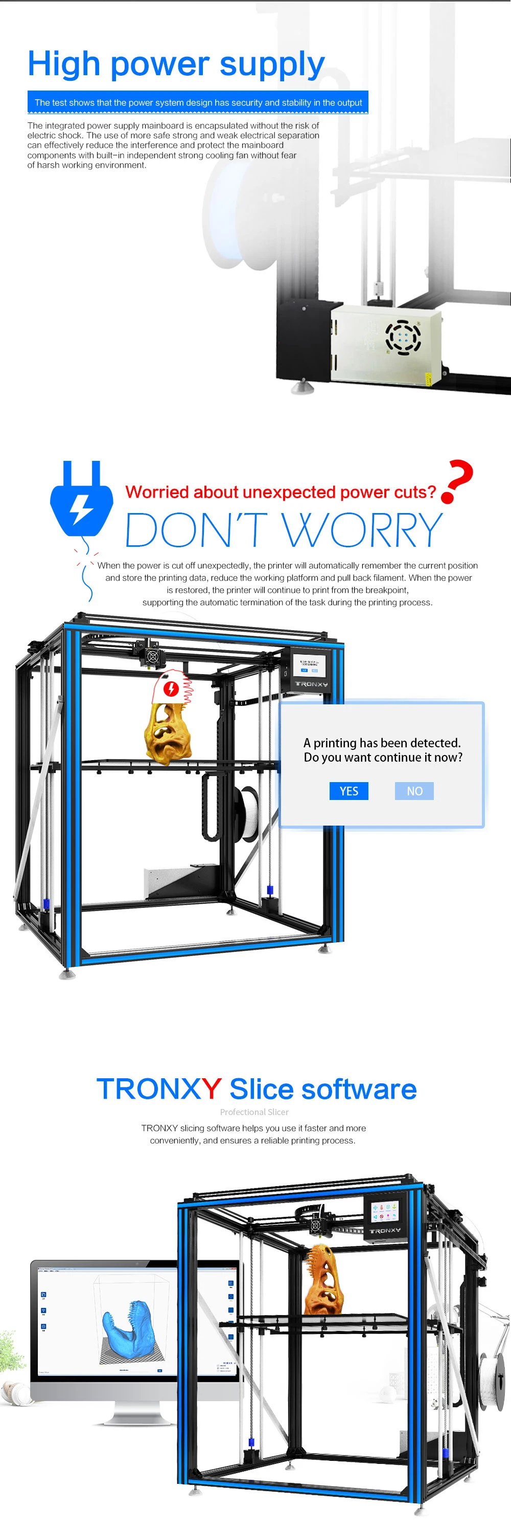 Горячая Распродажа Tronxy X5ST-500-2E Циклоп 3d принтер 2 в 1 из большой размер горячей кровати двойной экструдер двигатель