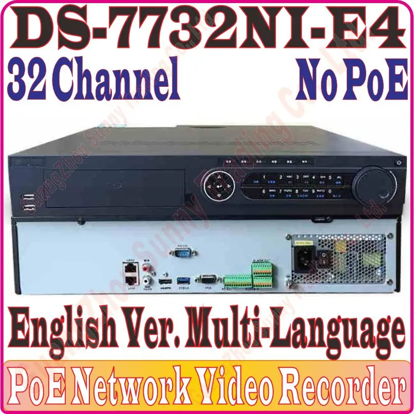 Английский-Ver DS-7732NI-E4 NVR 32CH канал 5MP 6MP запись разрешения с 4 интерфейсами SATA без