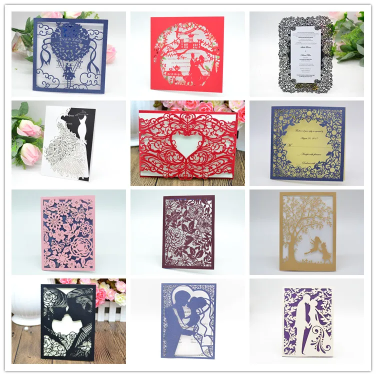 3-5 штук образцы пригласительных открыток с лазерной резкой бесплатная доставка |