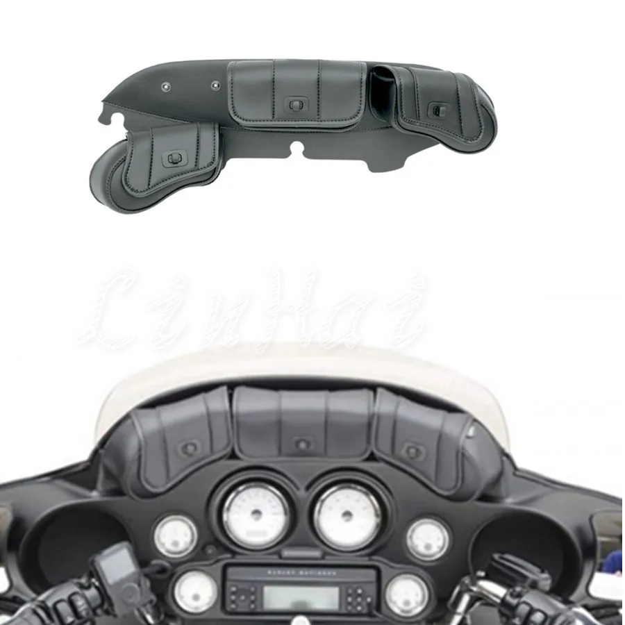 Черная сумка для лобового стекла 3 кармана обтекатель Harley Touring FLHT FLHTC FLHX 1996 2013|bags for